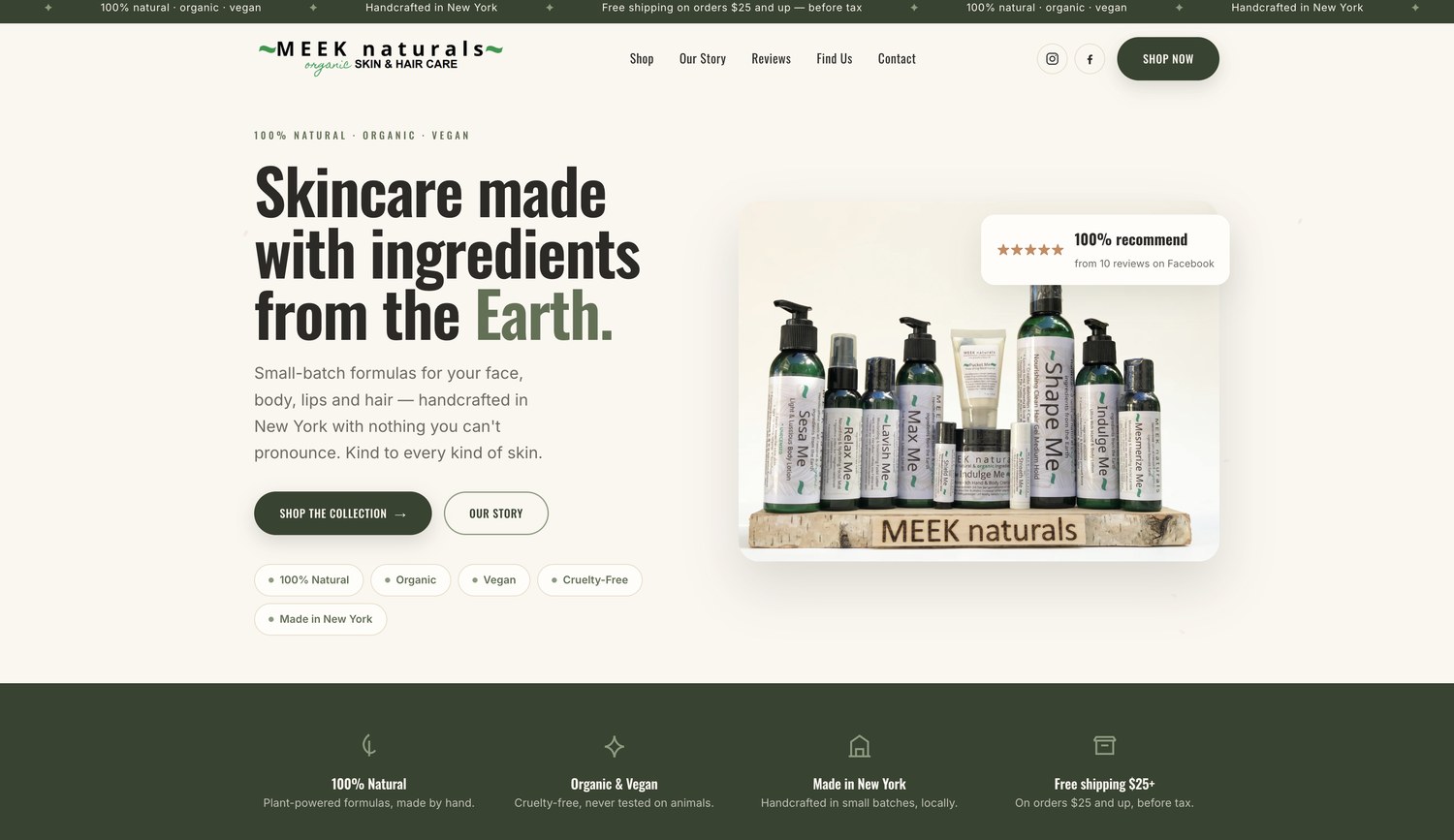 meeknaturals.com — website built by Vantix