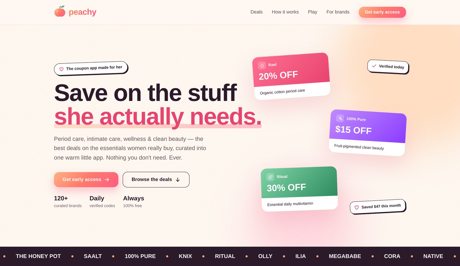 peachy.deals — website built by Vantix
